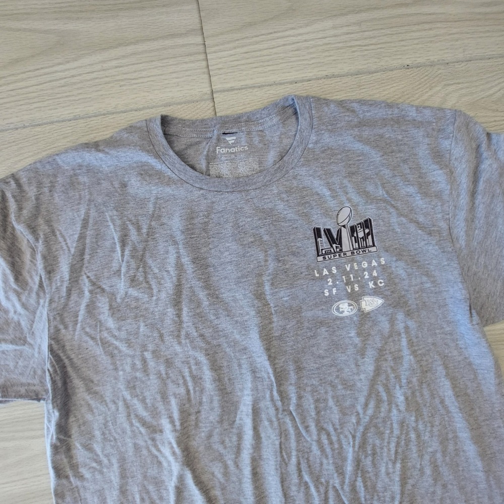 Super Bowl LVIII Las Vegas 49ers Chiefs T-Shirt Mens‎ XL Gray Fanatics NFL